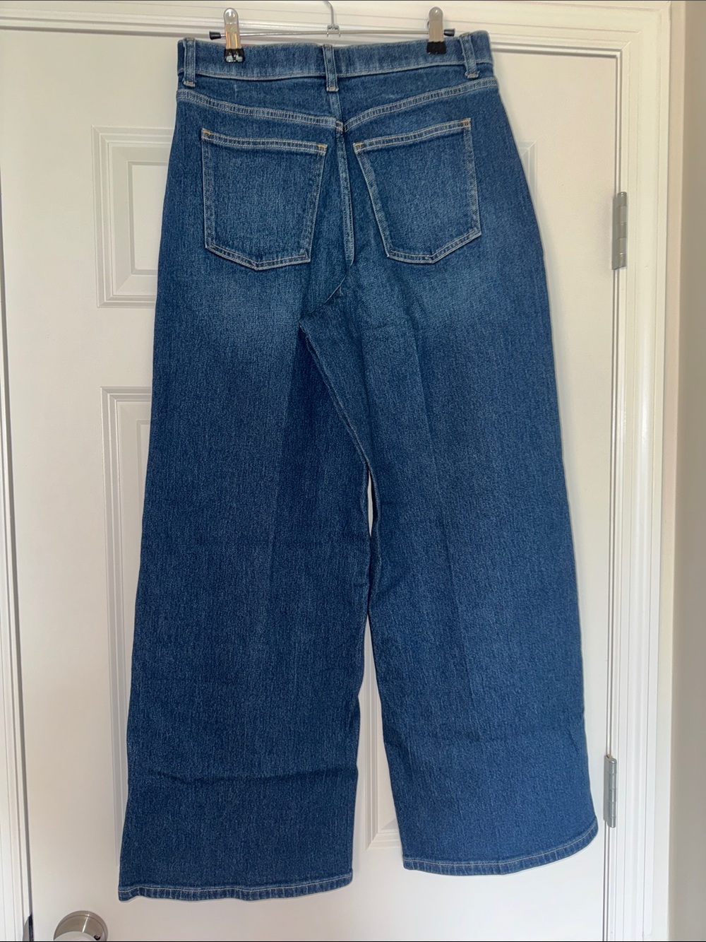 SPANX Wide Leg High-Rise Jeans in Dark Blue Denim - Picture 3 of 5